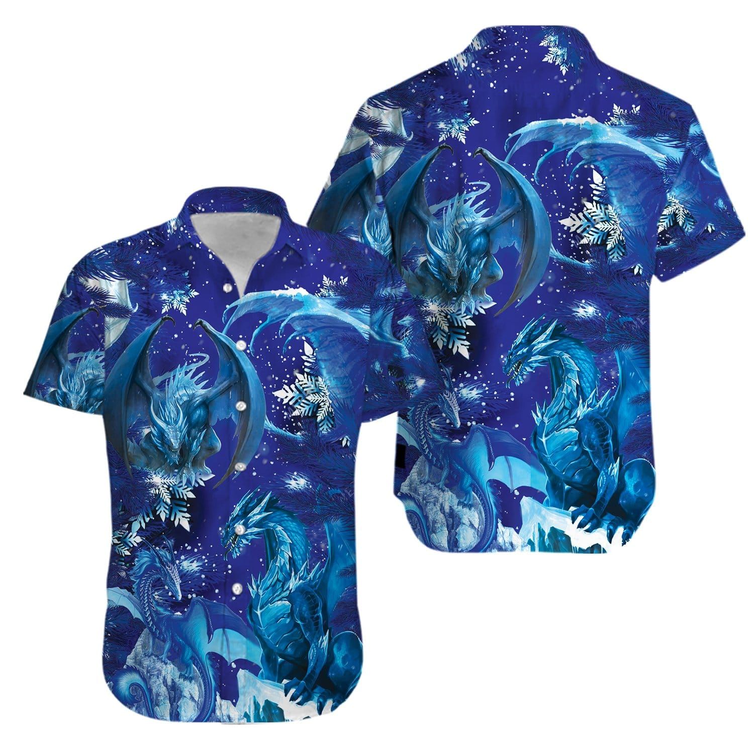 Felacia [Hawaii Shirt] Amazing Blue Dragon Hawaiian Aloha Shirts-ZX0667